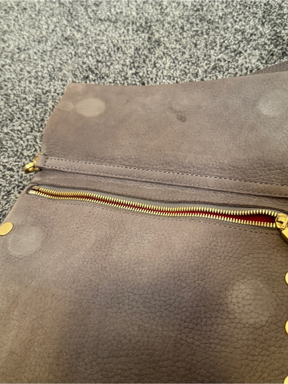 Hammitt VIP Medium Crossbody Bag Pewter Brushed Gold Leather Clutch Purse - Picture 7 of 13